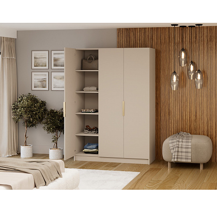 Třídveřová šatní skříň Mirtillo v kašmírové barvě Kašmírová 150x216 Třídveřová šatní skříň Mirtillo v kašmírové barvě Kašmírová 150x216