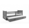 Dětská postel RICO s přistýlkou 90x190 cm, s matracemi, Grafit/Grafit