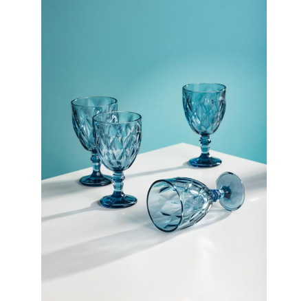 Sada sklenic na víno LUNO modré sklenice na víno 4ks 340ml 748202