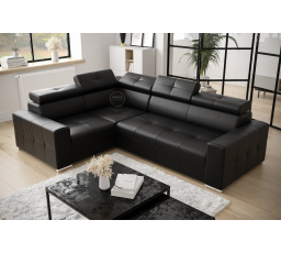 Rohová sedací souprava MARGO II 270×197 přírodní kůže - černá kůže , levá