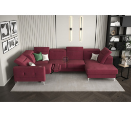 Rohová sedací souprava MALIBU MAX II s funkcí spaní a relaxací 180x350x182 cm -červená , levá strana
