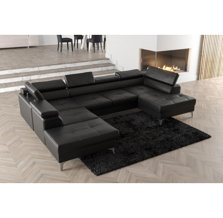Rohová sedací souprava TOSCANIA MAX II 170x350x220 - černá eko kůže , levá