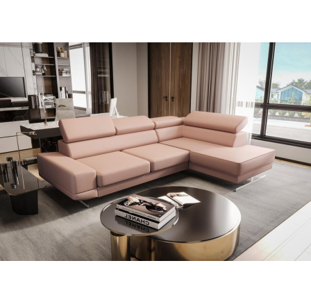 Rohová Kožená sedací souprava MILANO I - pravá, růžová