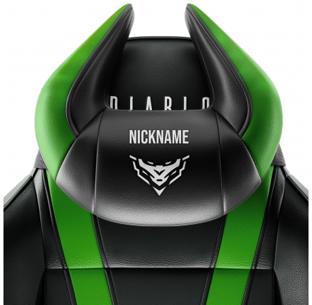 Polštář opěrka hlavy  X-Horn s personalizovanou výšivkou, černo-zelená