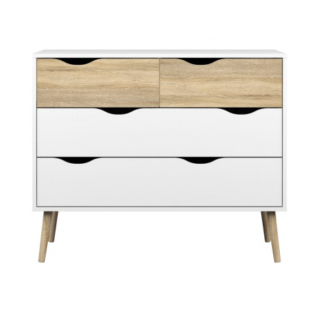 Komoda RETRO 395, Bílá/Dub Komoda RETRO 395, Bílá/Dub