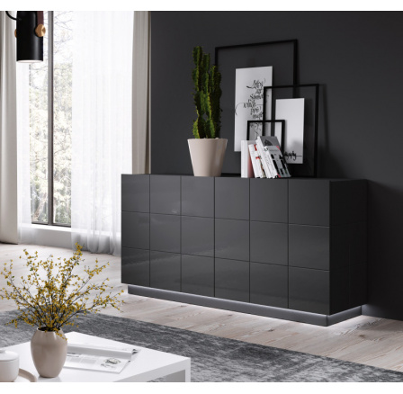 Tv komoda REJA KOM2D, grafitový lesklý/grafitový lesklý