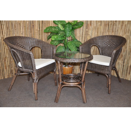 Ratanová sedací souprava Fabion hnědá bílé polstry Ratanová sedací souprava Fabion hnědá bílé polstry