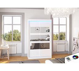 Posuvná skříň se zrcadlem a LED osvětlením KOLORADO 120 Bílá+Bílá