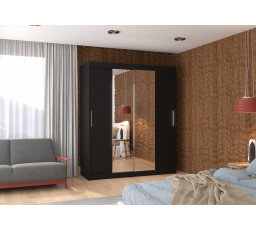 Posuvná skříň se zrcadlem DALLAS 180 Černá+Černá