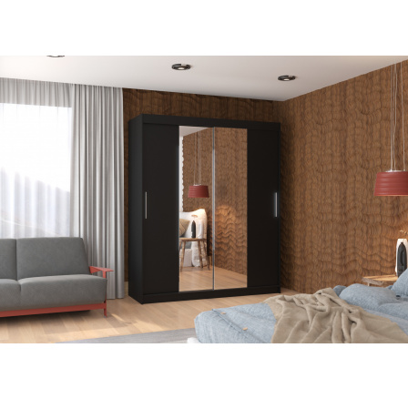 Posuvná skříň se zrcadlem DALLAS 180 Černá+Černá