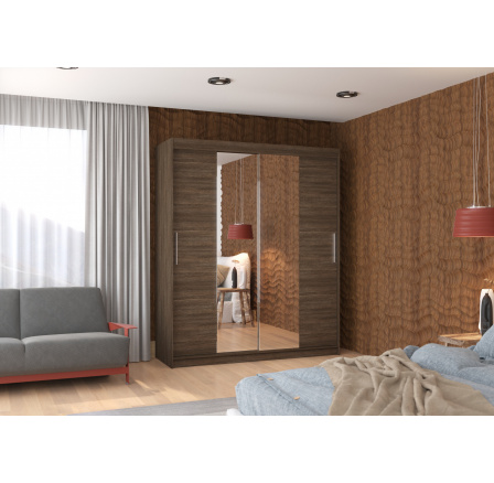 Posuvná skříň se zrcadlem DALLAS 180 Choco+Choco