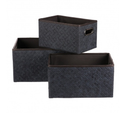 Koš regálový - látkový s uchy, modrý, cena za sadu 3 ks