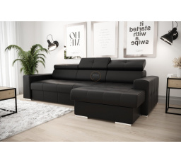 Rohová sedací souprava MARGO 160x250 přírodní kůže - černá kůže , pravá - K-70