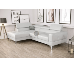 Rohová sedací souprava TOSCANIA MINI s funkcí spaní 170x250 cm - bílá eko kůže, levá