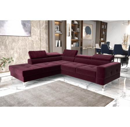 Rohová sedací souprava TOSCANIA II průměr 30x250 - vínová , levá