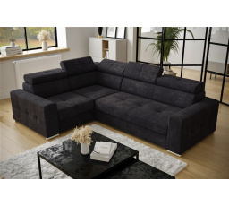 Rohová sedací souprava s funkcí spaní MARGO II 270X197 - černá/modrá , levá