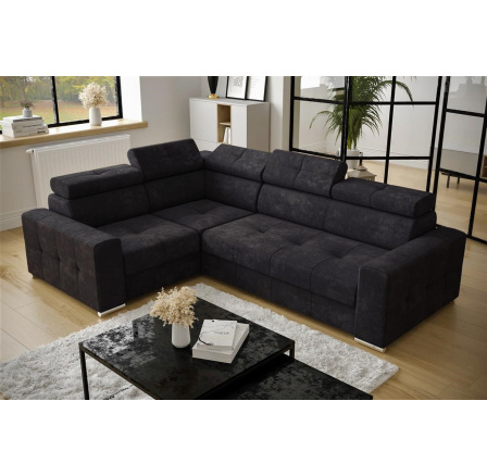 Rohová sedací souprava s funkcí spaní MARGO II 270X197 - černá/modrá , levá