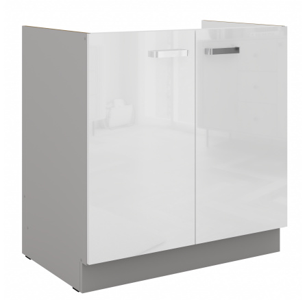 Dolní skřínka BIANCA - 80 ZL 2F BB, Šedá / Bílý lesk