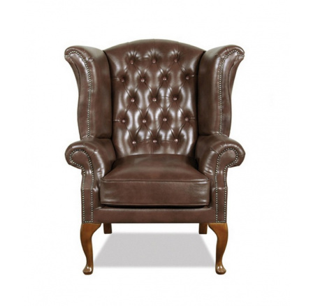 Křeslo Chesterfield Queen kůže hnědá