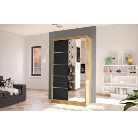 Skříň Diem III 100 - dub artisan/černá