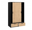 Šatní skříň LINCOLN 2D2S, Černý mat/Jackson hickory