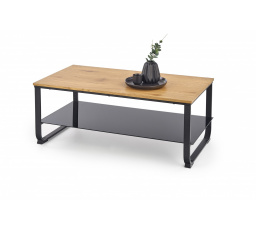 Konferenční stůl ARTIGA lavice dub zlatý / černý