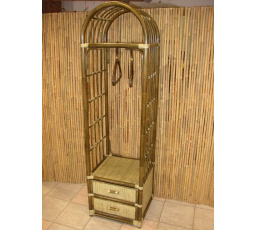 Ratanová police s věšákem hnědá 6847