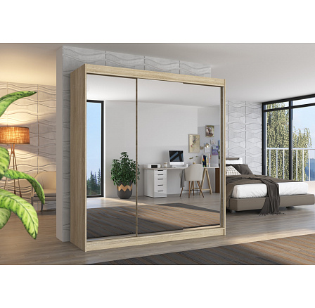 Posuvná skříň se zrcadlem AUSTIN 200 Sonoma+Sonoma