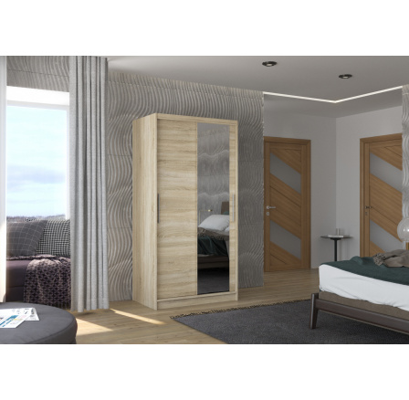 Posuvná skříň se zrcadlem BAROS 100 Sonoma+Sonoma