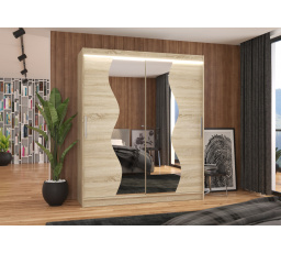 Posuvná skříň se zrcadlem a LED osvětlením MEDISON 180 Sonoma+Sonoma