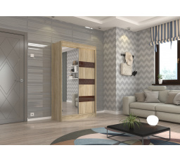 Posuvná skříň se zrcadlem a lacobelem TOURA 120 Sonoma+Choco Lacobel