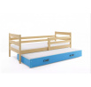 Dětská postel ERYK s přistýlkou 90x200 cm, bez matrace, Přírodní/Modrá