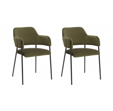 Sada 2 zelených sametových křesel Lima s područkami
