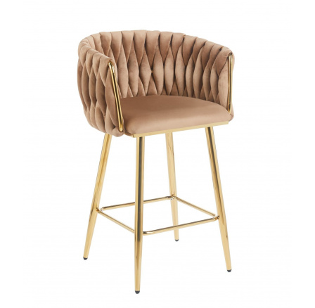 Barová židle H7-FX (G), cappuccino / zlatá