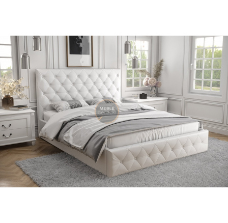 Postel ROMA - 200x200, Kovová na plynových zvedácích, Bílá eko kůže