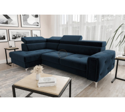 Rohová sedací souprava s funkcí spaní ORION 165x255 - modrá, levá