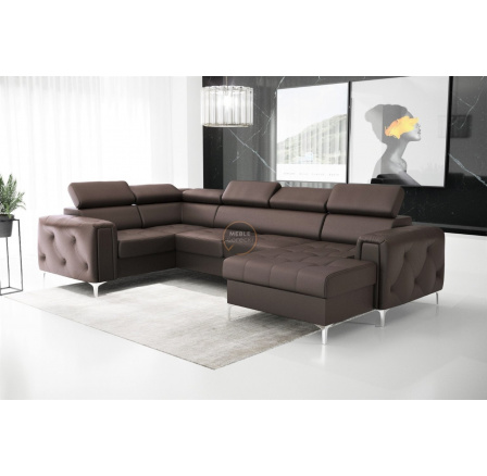 Rohová sedací souprava ORION MAX III s funkcí spaní 165x320x185 cm přírodní kůže - přírodní kůže - volitelná barva, Levá strana