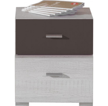 Noční stolek NEXT - NX17, sosna bělená + earth