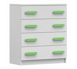 Komoda 4S SMYK I - 02, Bílá Mat/Zelená