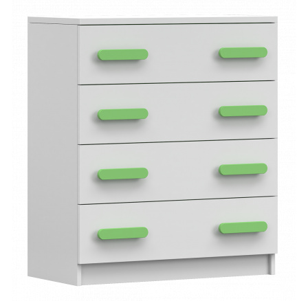 Komoda 4S SMYK I - 02, Bílá Mat/Zelená
