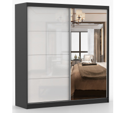 Šatní skříň MULTI 35 - 233 cm, Černá/Bílý Lesk