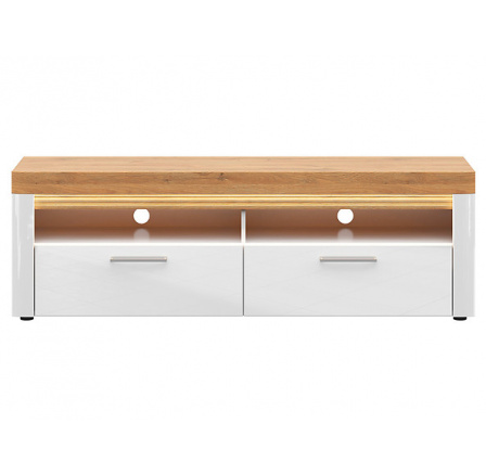 Tv komoda HORTON RTV2S, bílý lesk/dub zlatý grandson