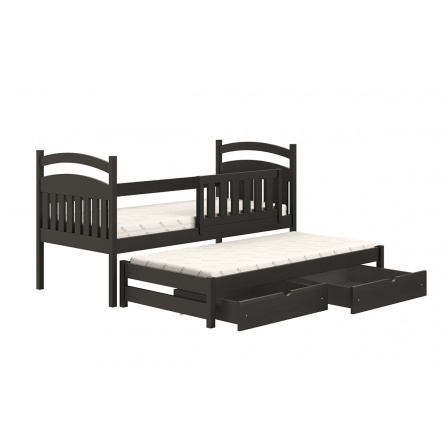 Postel dětská přízemní výsuvná Amely - Barva Černý, rozměr 80x180