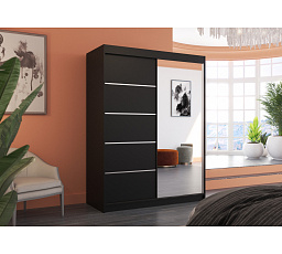 Posuvná skříň se zrcadlem LIMBO 150 Černá+Černá