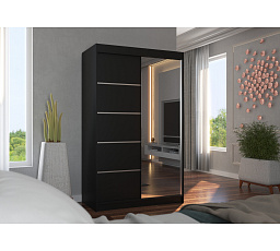 Posuvná skříň se zrcadlem NICEA 120 Černá+Černá