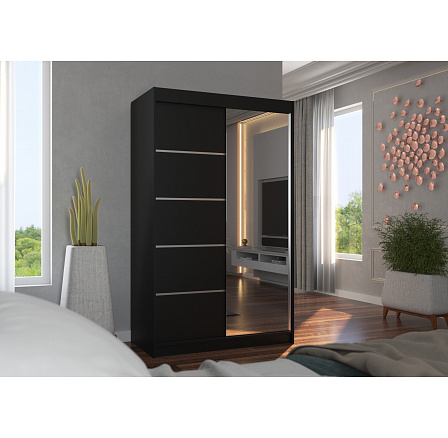 Posuvná skříň se zrcadlem NICEA 120 Černá+Černá