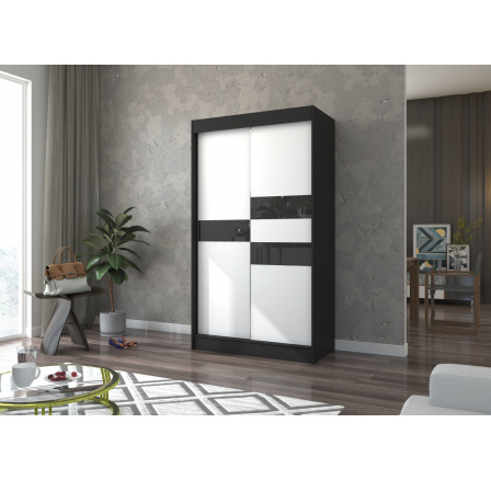 Posuvná skříň s lacobelem BATIA 120 Černá+Bílá