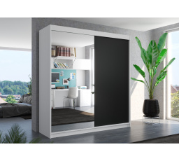 Posuvná skříň se zrcadlem DELLA 200 Bílá+Černá