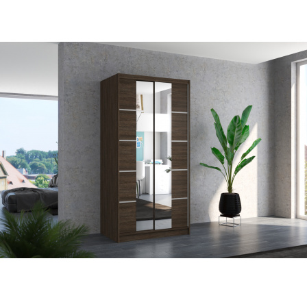 Posuvná skříň se zrcadlem KSAWER 100 Choco+Choco Posuvná skříň se zrcadlem KSAWER 100 Choco+Choco