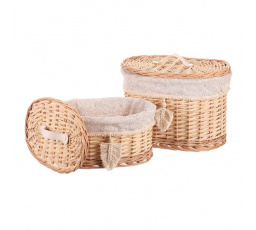 Koš proutěný - regálový, oválný s víkem, cena za sadu 2 ks